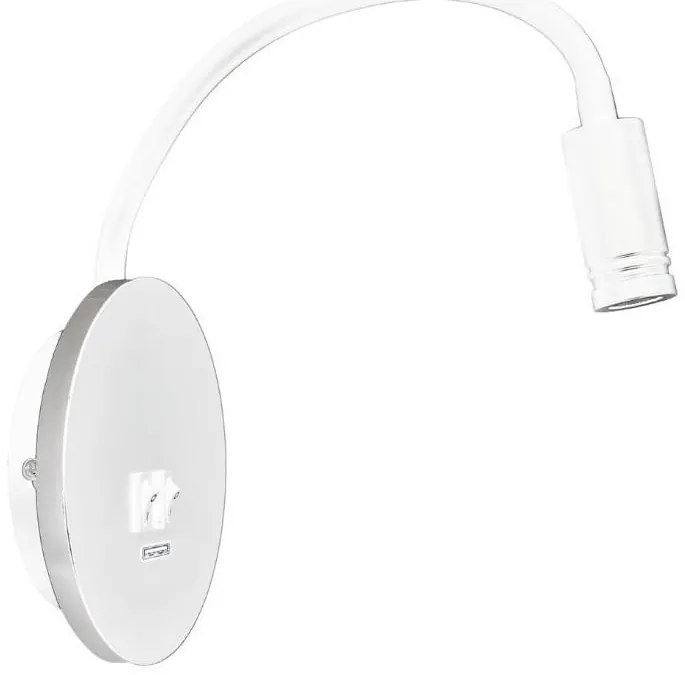 LED гъвкава стенна лампа с USB BASE 1xLED/8W+1xLED/2W/230V бяла/сребриста