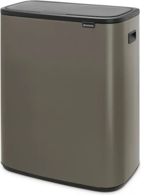 Кош за боклук Brabantia Bo Touch 1001271, 2x30 л, Плавно и безшумно отваряне, Голям отвор, Тъмносив