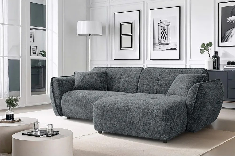 Тъмносив шенилов ъглов диван (десен ъгъл) Nelia – Ropez