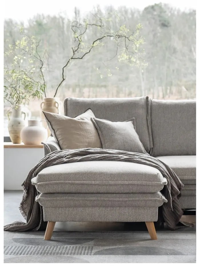 Сиво-бежов разтегателен/с място за съхранение ъглов диван (ляв ъгъл) Charming Charlie – Miuform