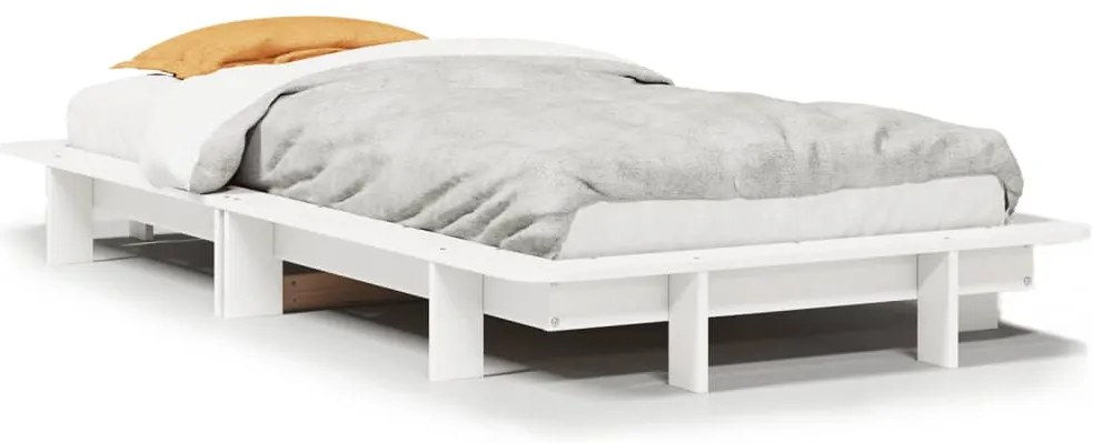 850681 vidaXL Рамка за легло без матрак, бял, 90x190 см, борово дърво масив