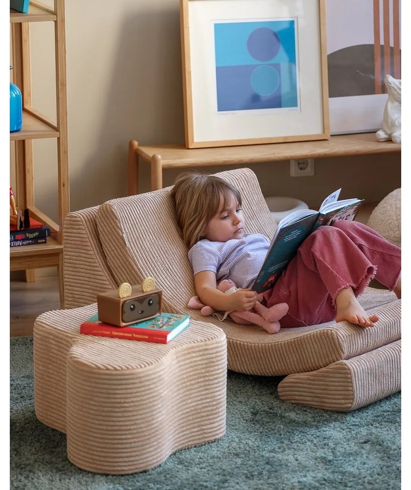 Светлокафяв детски пуф от рипсено кадифе Cloud – Wigiwama