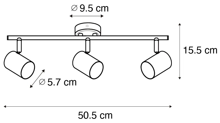 Модерен прожектор черен с дърво наклонен 3-светлина - Jeana