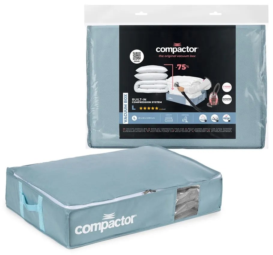 Вакуумна пластмасова кутия за съхранение под леглото 65x45x15,5 cm Blue Edition – Compactor