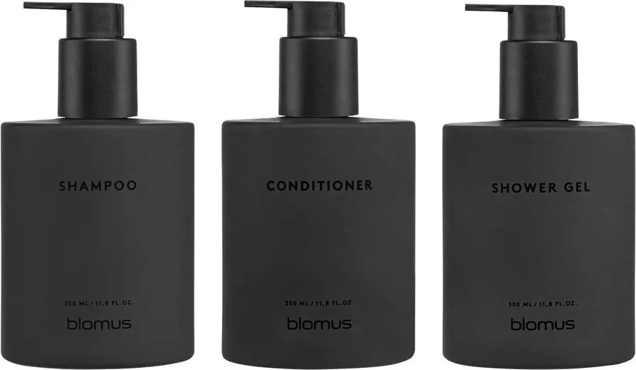 Черни стенни стъклени диспенсери за сапун 3 бр. 350 ml Kirei – Blomus