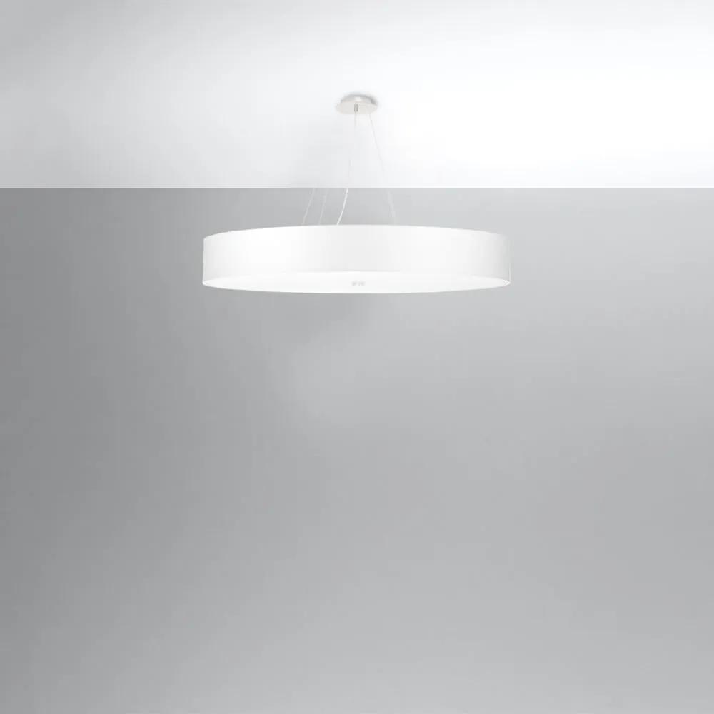Бяло висящо осветително тяло с текстилен абажур ø 100 cm Herra – Nice Lamps