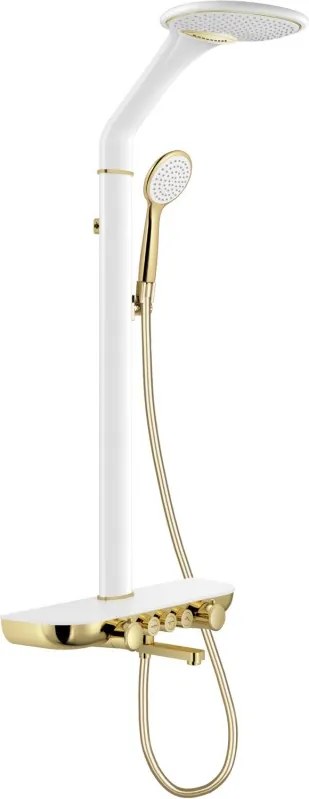 Mexen Blaze открит душ комплект с дъждовна система и батерия, бяло/златно - 78109-25