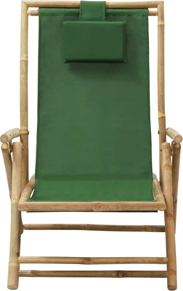 313027 vidaXL Наклоняем стол за релакс, зелен, бамбук и текстил