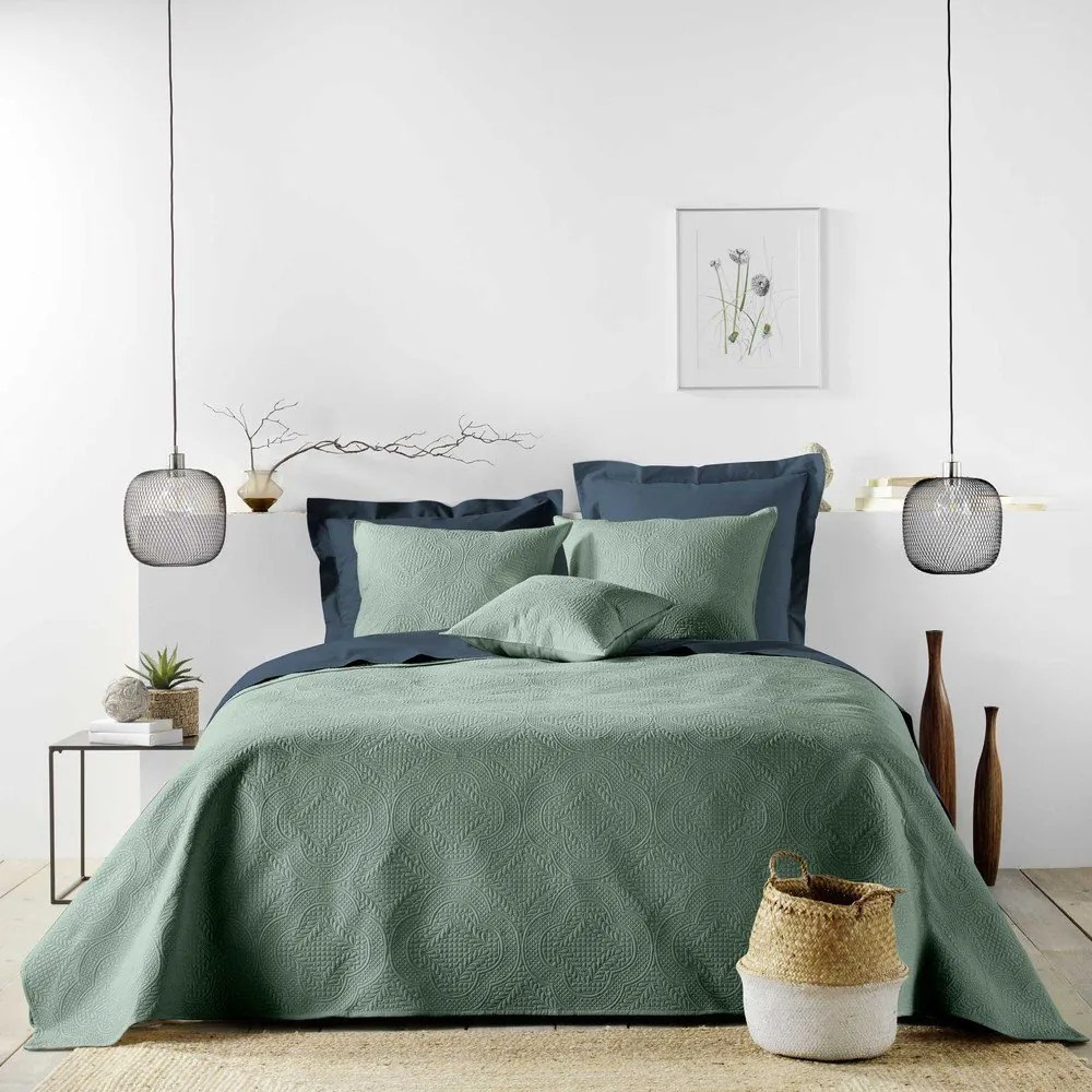 Зелено комплект шалте и калъфка за възглавница от микрофибър 240x260 cm Romane – douceur d'intérieur