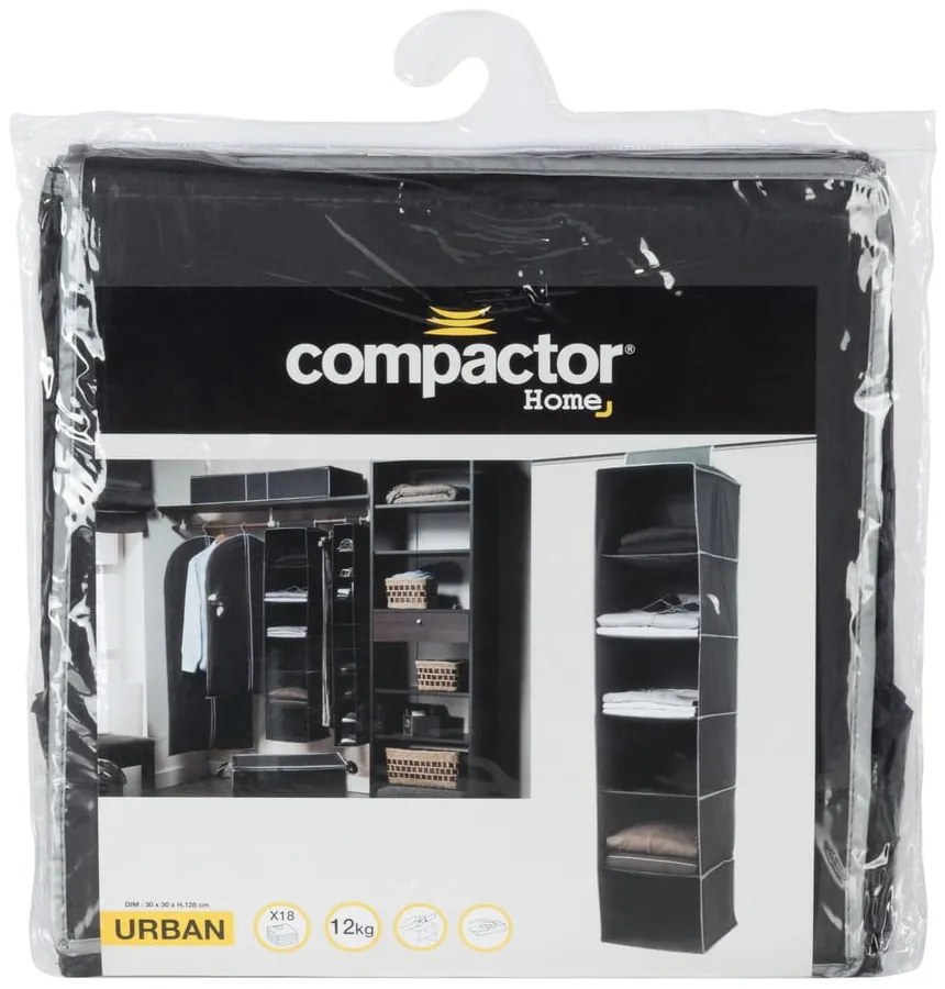 Черен висящ органайзер с 6 отделения Дрехи Така Urban - Compactor