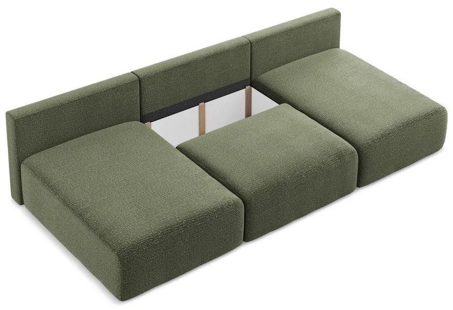 Зелен разтегателен ъглов диван с място за съхранение Kalena – Makamii