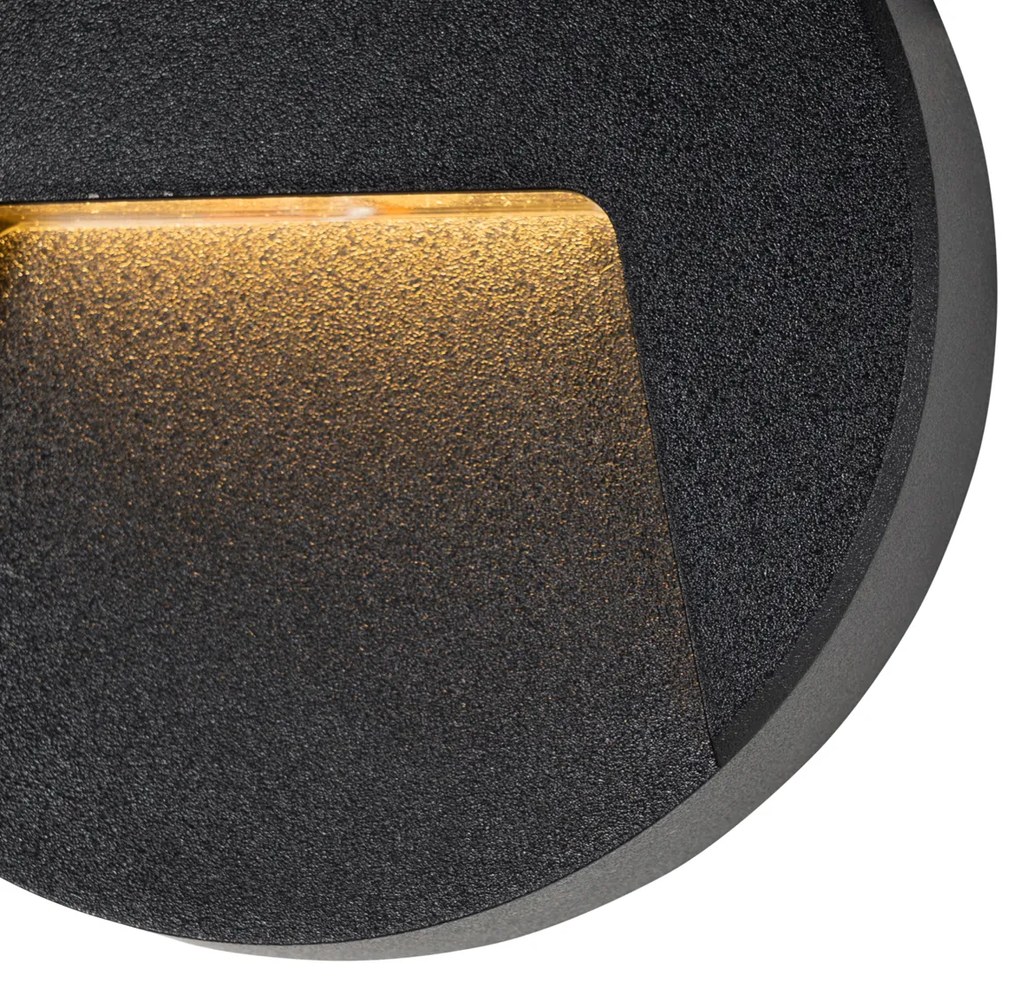 Комплект от 2 външни кръгли черни стенни лампи с LED IP65 - Gem