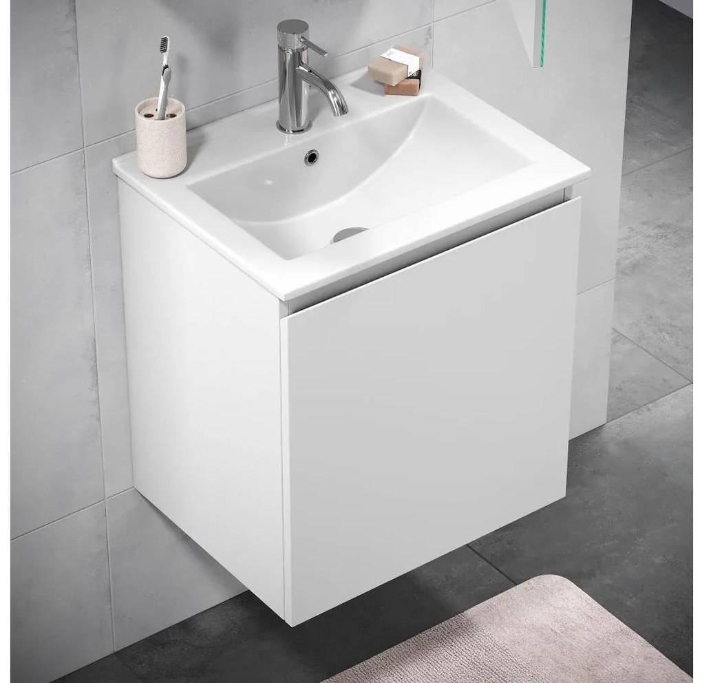 Шкаф за баня с мивка KENWOOD, 51 см, бял