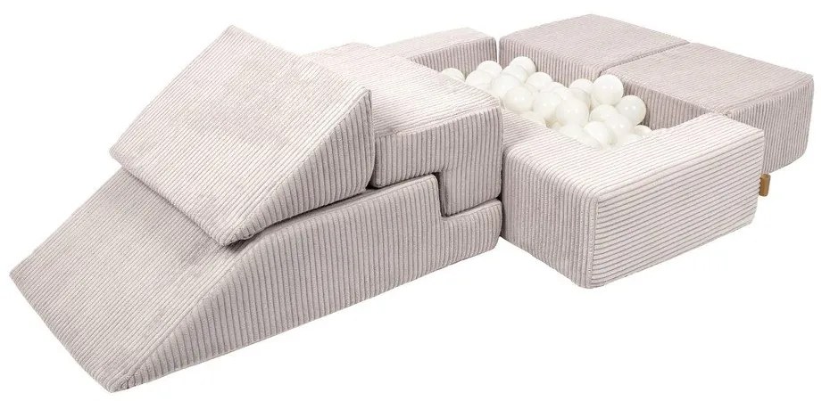 Кремаво велурено игрище от пяна 100x35x40 cm Montessori – Meowbaby