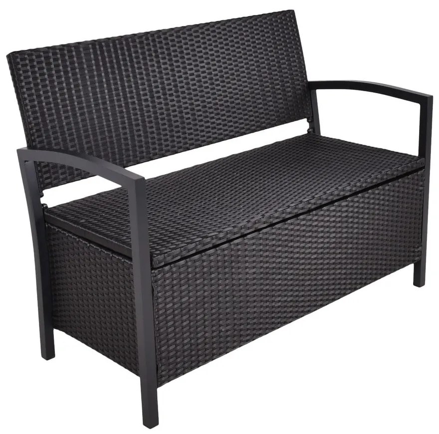 Черна градинска пейка от изкуствен ратан Ferrara – Garden Pleasure