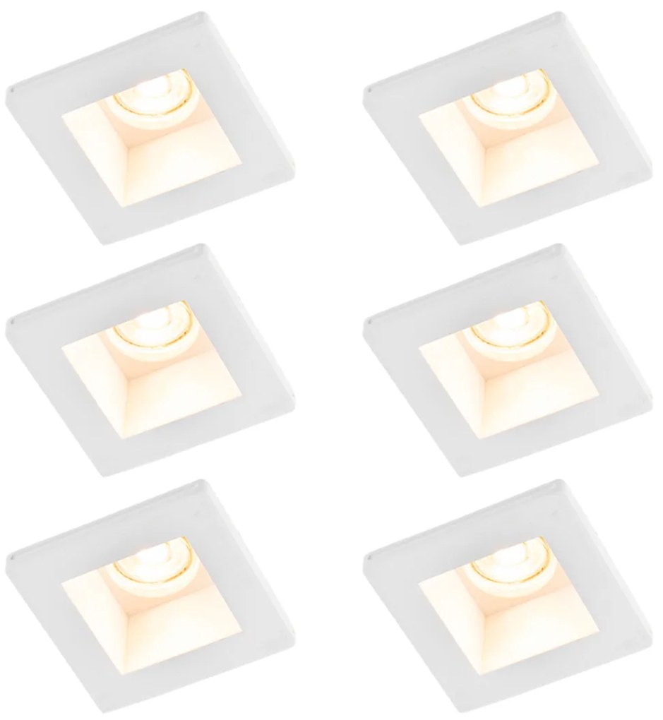 Комплект от 6 вградени спота бели 12 см квадратни - Gypsy Stucco