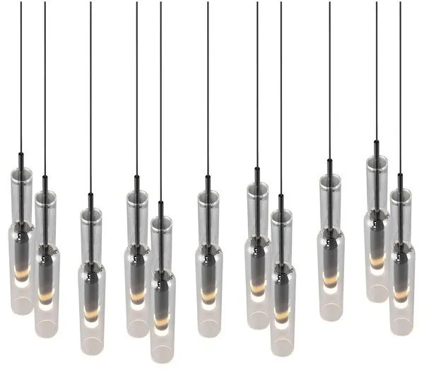 LED висящо осветително тяло със стъклен абажур в черно-сребристо Lucent - Trio Select