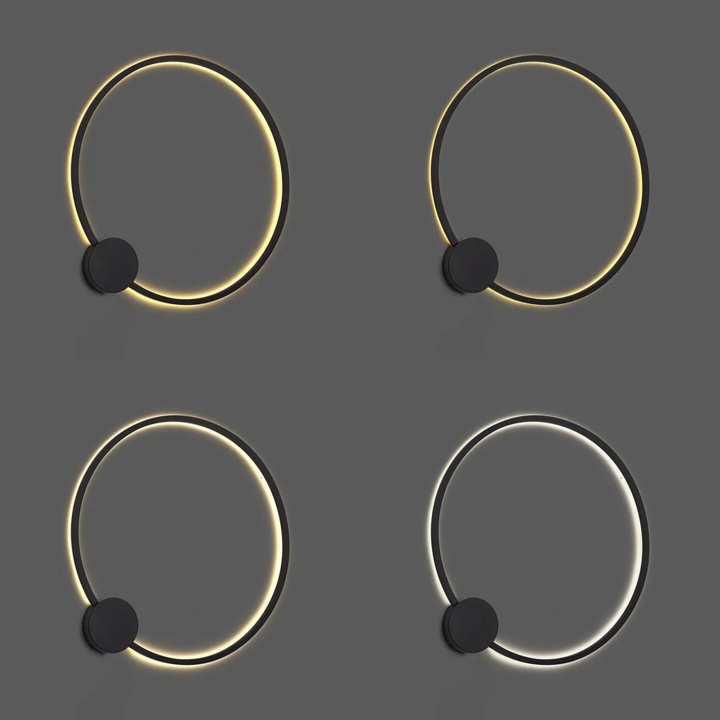 Дизайнерска стенна лампа черна 67cm вкл. LED 3-степенно димиране - Anello