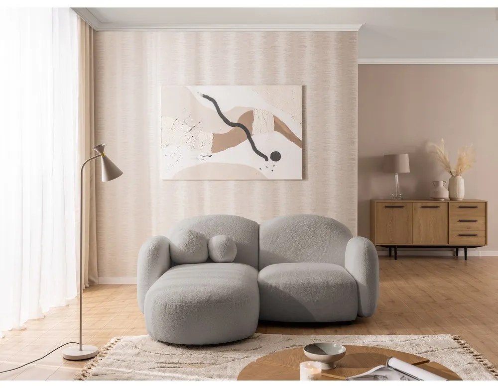 Сив ъглов диван от прежда с примки от букле (ляв ъгъл) Orbit – Ropez