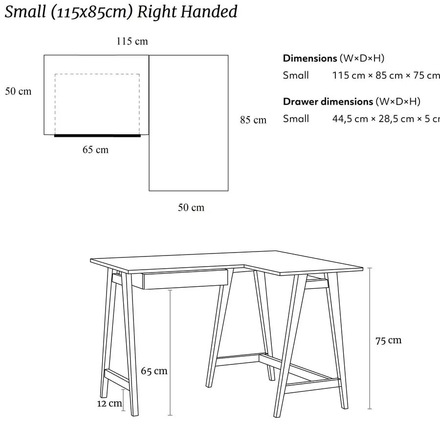 Работна маса с бял плот 85x115 cm Luka - Ragaba