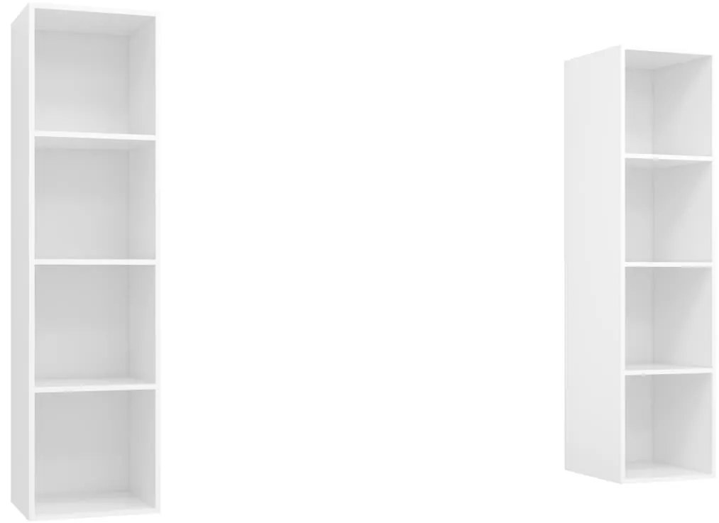 3079862 vidaXL ТВ шкафове за стенен монтаж, 2 бр, бели, инженерно дърво