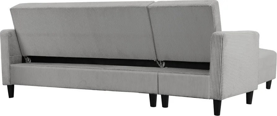 Светлосив сгъваем ъглов диван от рипсено кадифе Hartford – Støraa