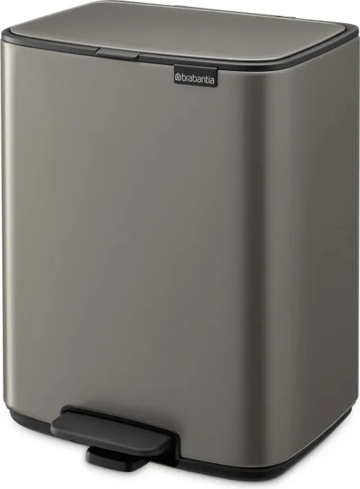 Кош за боклук Brabantia Bo Pedal 1010128, 12 л, Леко затваряне, Противоплъзгаща основа, Платинено сив