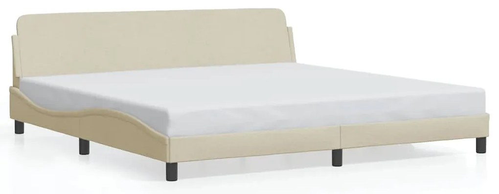 373250 vidaXL Рамка за легло Dover, кремава, 200x200 см, плат