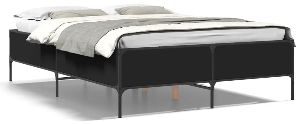 3279802 vidaXL Рамка за легло, черна, 120x200 см, инженерно дърво и метал