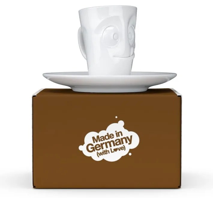 Бяла порцеланова чаша за еспресо с чинийка, обем 80 ml - 58products