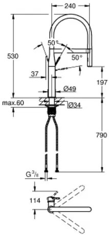 Кухненски кран Grohe Essence Professional-Anthracite Glossy