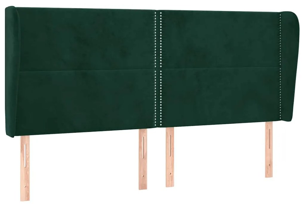 3117885 vidaXL Горна табла за легло с уши, тъмносива, 203x23x118/128 см,кадифе