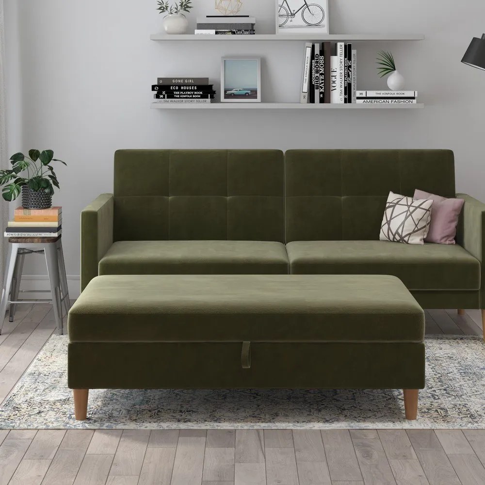 Зелена кадифена табуретка Lilly – Støraa