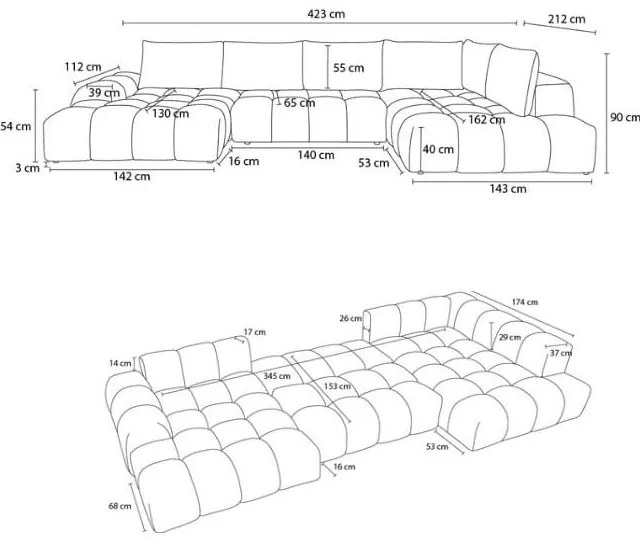 Тъмносин шенилов сгъваем/с място за съхранение ъглов диван (десен ъгъл/U форма) Everest – Bobochic Paris