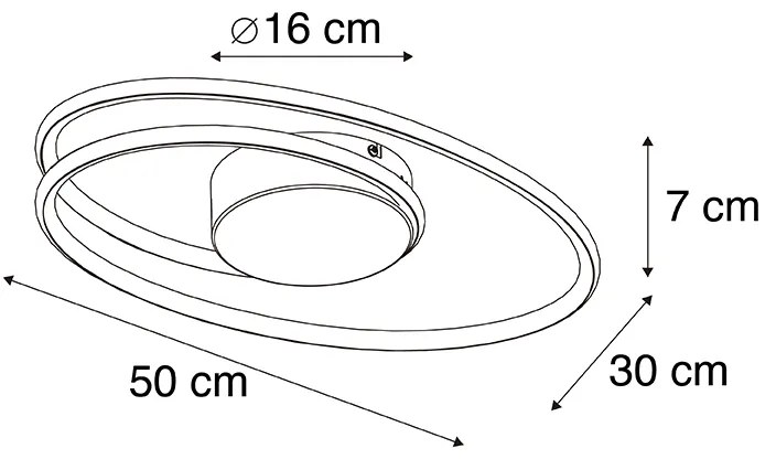 Дизайнерски таванен аплик стомана с LED 3-степенна димируема - Rowan