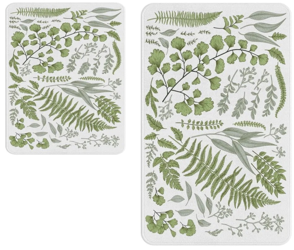 Бяло-зелени постелки за баня в комплект от 2 - Oyo Concept