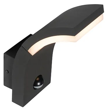 Външна стенна лампа антрацит с LED IP54 с датчик за движение - Litt