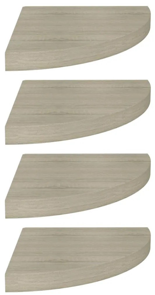 323927 vidaXL Окачени ъглови рафтове, 4 бр, дъб, 35x35x3,8 см, МДФ