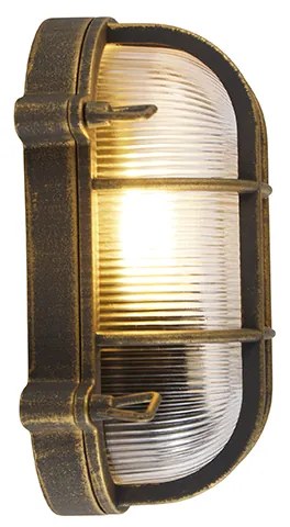 Стенна и таванна лампа злато / месинг овална IP44 - Noutica