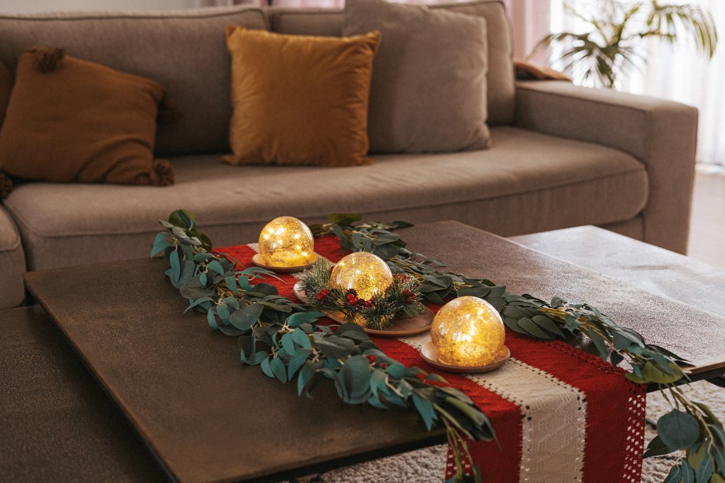 Коледна настолна лампа златиста 10см с LED комплект от 3 - Lua