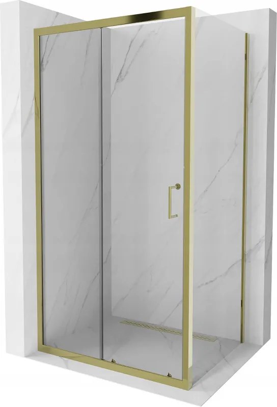 Mexen Apia плъзгаща се душ кабина 125 x 90 см, прозрачна, златна - 840-125-090-50-00