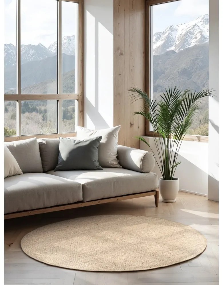 Кремав кръгъл килим от юта ø 200 cm Bouclé Jaipur – Hanse Home