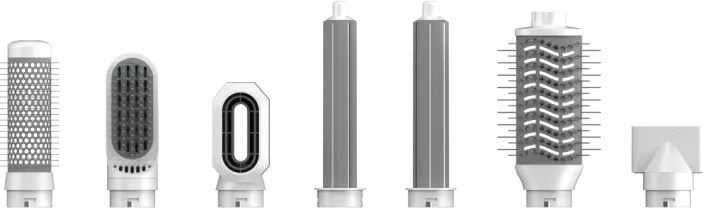 Уред за сушене и стилизиране на коса AENO HS1 AHS0001, 1200W, 4 скорости, 4 нива, 7 приставки, Йонизиране, Бял