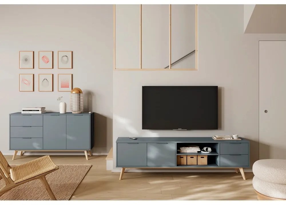 Скрин сиво-зелен 140x81x40 cm Pisco – Marckeric