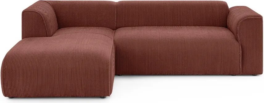 Теракотен ъглов диван от рипсено кадифе (ляв ъгъл) Merid – Ropez