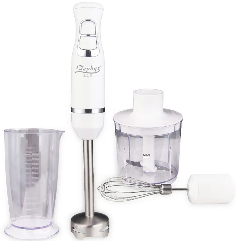 Пасатор, чопър и бъркалка 3в1 ZEPHYR ZP 1112 XSC, 800W, 2 скорости, Кана 700 мл, Бял