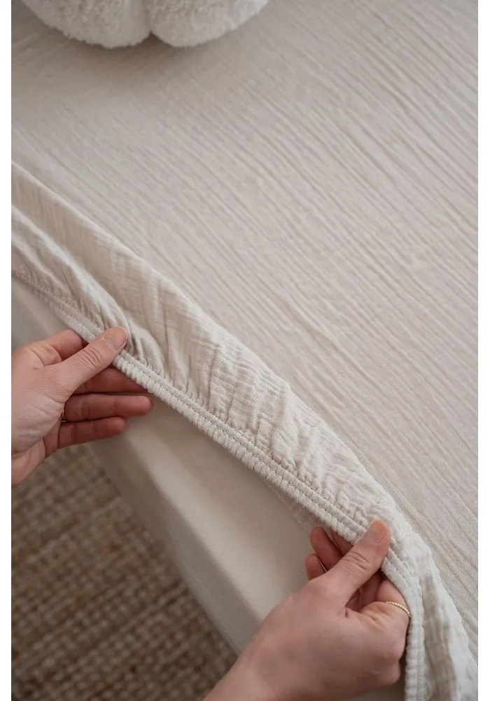 Бежов еластичен муселинов детски чаршаф 60x120 cm Burumcuk – Mijolnir