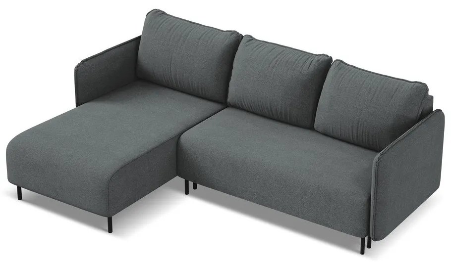 Тъмносив разтегателен ъглов диван с място за съхранение (ляв ъгъл) Luana – Makamii