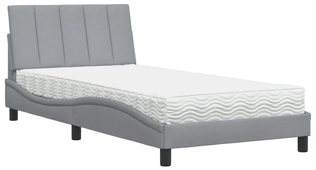 3310510 vidaXL Легло с матрак Hanko, светлосиво, 100x200 см, плат