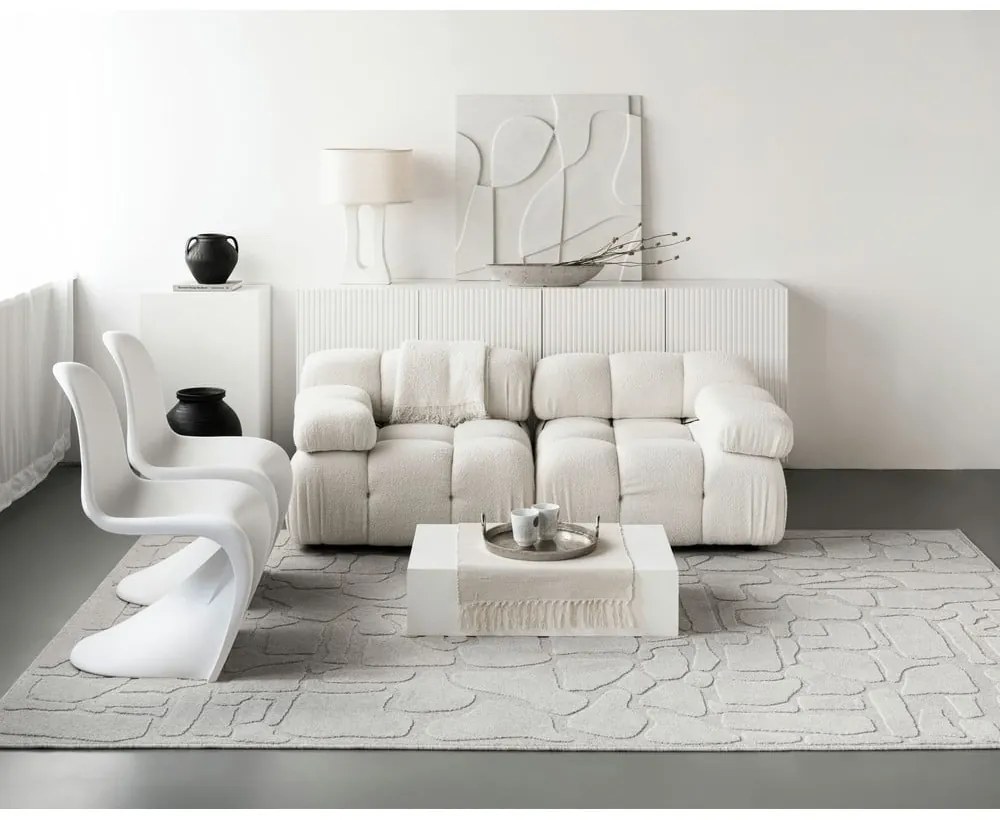 Светлосив вълнен килим 200x300 cm Morphic Dunes – Agnella